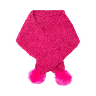 Girls' pink knitted pom scarf
